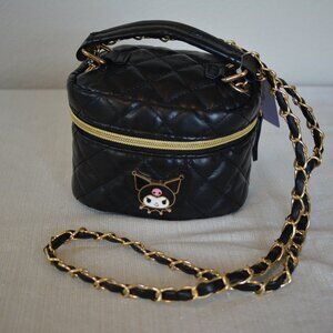 Sanrio Kuromi Makeup Bag Cosmetic Case Travel Soft Storage Handbag Chain strap